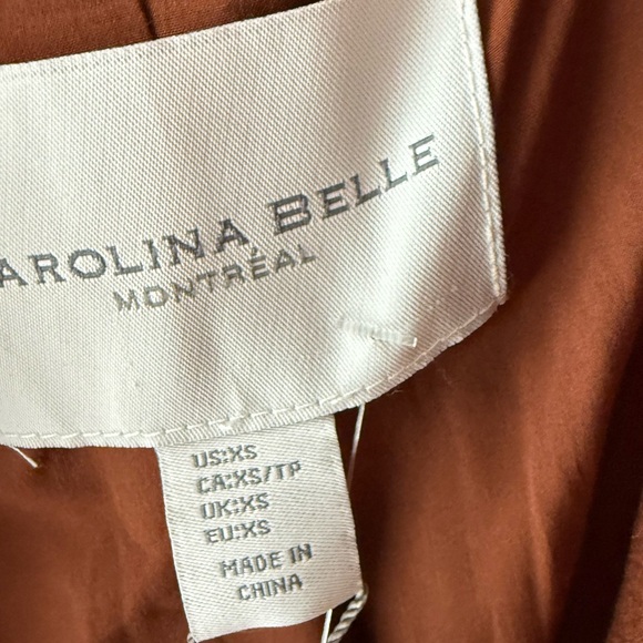 Carolina Belle Montreal Soft Stretch Long Blazer Jacket Pea Coat Brown XS NWT - Picture 5 of 7